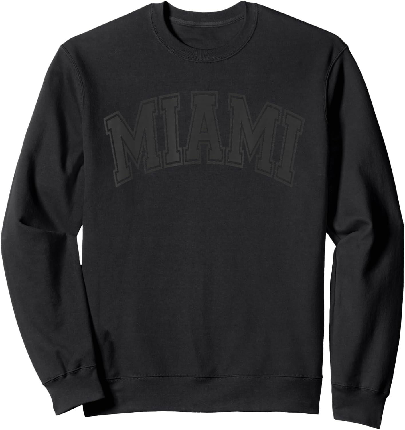 Miami Arched Style Black Text and Outline Sweatshirt - Sweatshirt | Black