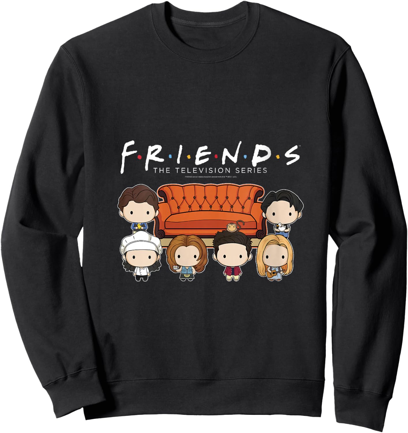 Friends Chibi Characters Central Perk Coffee Shop Group Shot V-Neck Sweatshirt - Sweatshirt | Black
