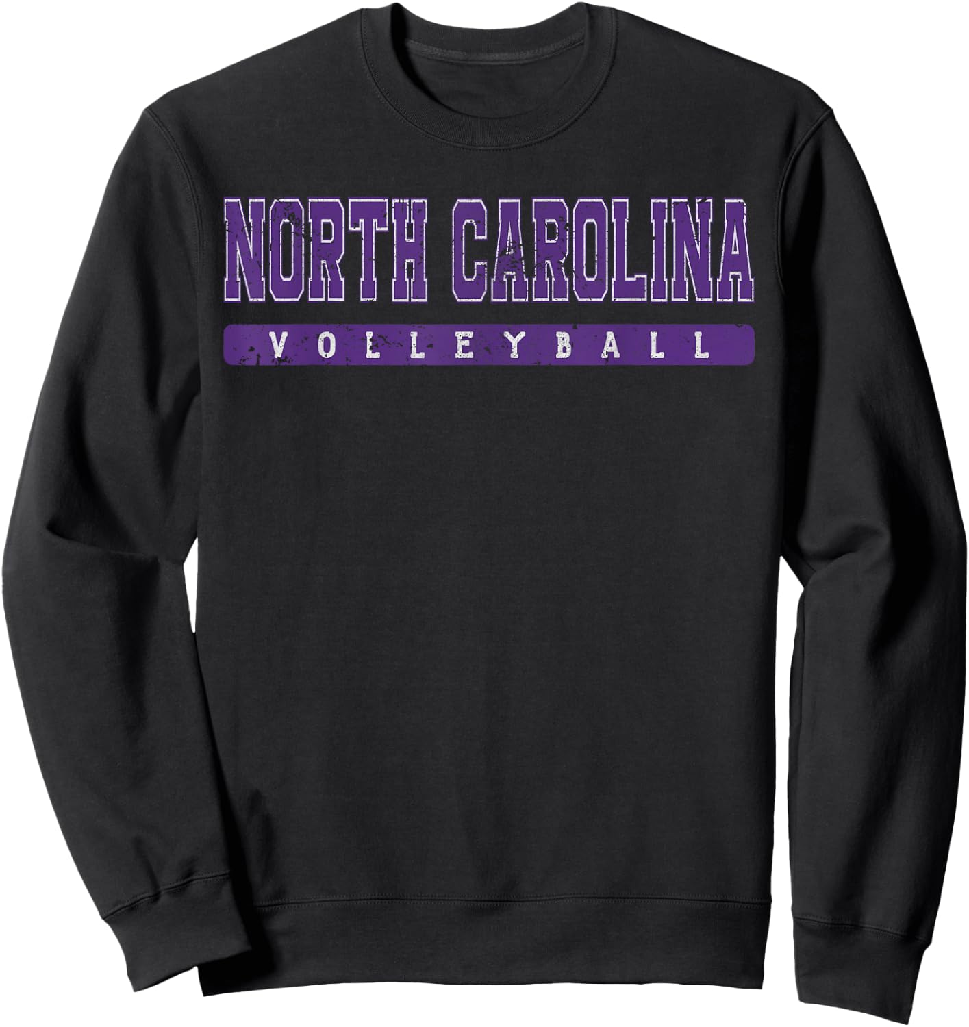 North Carolina Volleyball Purple Vintage Text Sweatshirt - Sweatshirt | Black