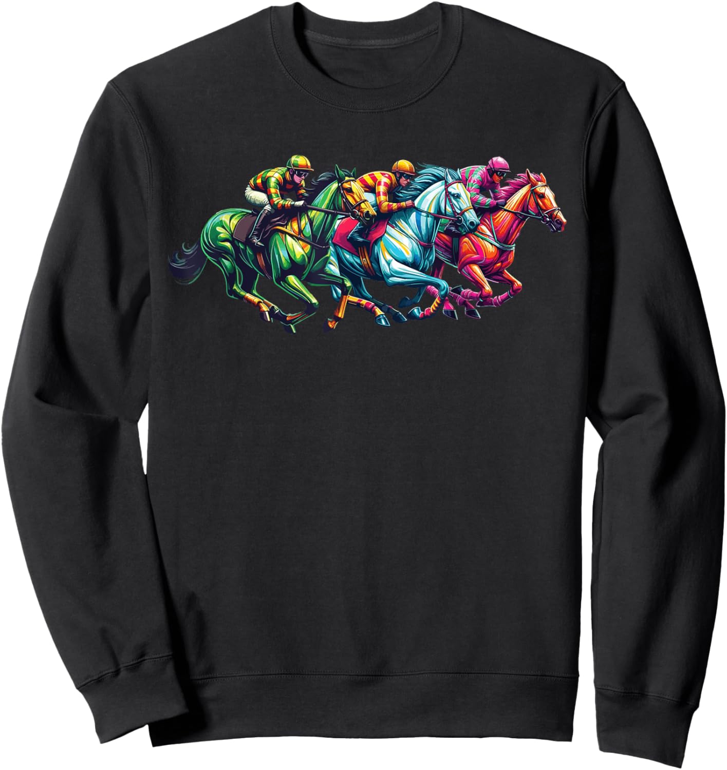 Funny Horse Racing Cool Jockey Racer Derby Rider Race Track Sweatshirt - Sweatshirt | Black