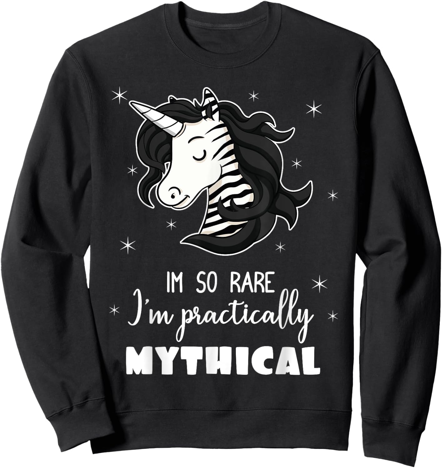 Mythical Unicorn Ehlers Danlos Black And White Zebra Stripe Sweatshirt - Sweatshirt | Black