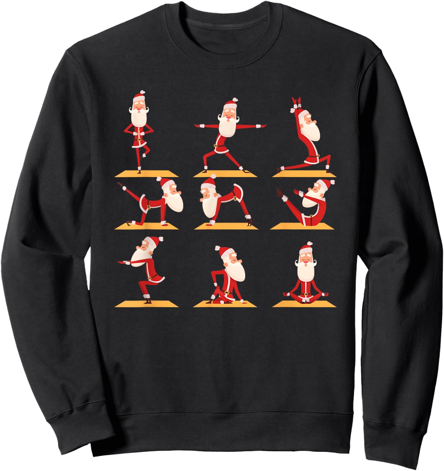 Santa Doing Yoga Exercises Poses Meditation Christmas Yoga Sweatshirt - Sweatshirt | Black