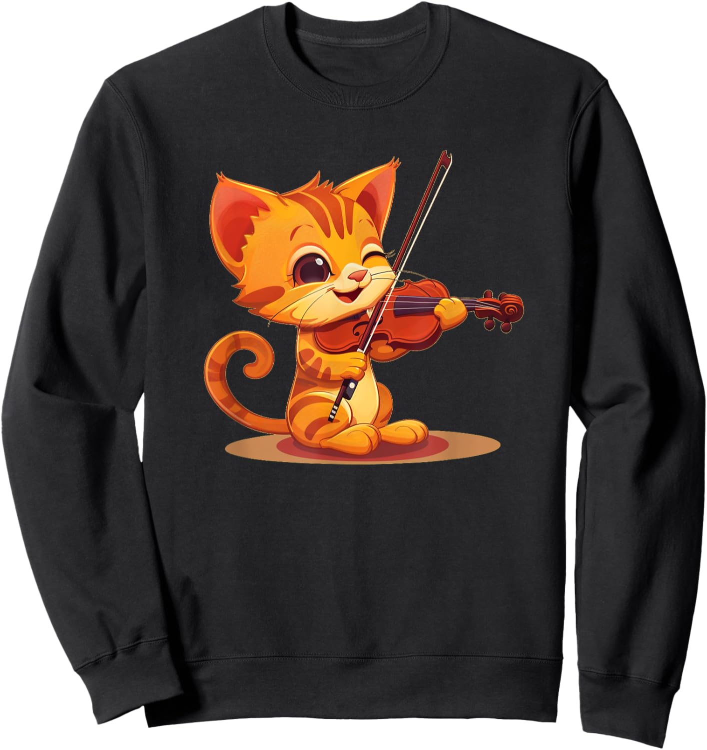 Cat Playing Violin Costume Men Women Kids Sweatshirt - Sweatshirt | Black
