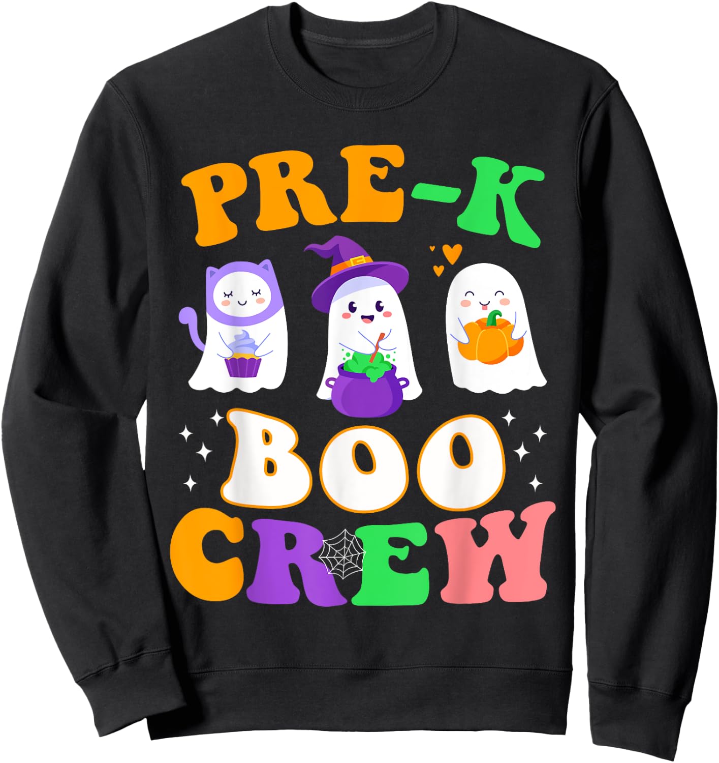 Pre-K Boo Crew Cute Ghost Halloween Costume Teacher Student Women Kids Sweatshirt - Sweatshirt | Black