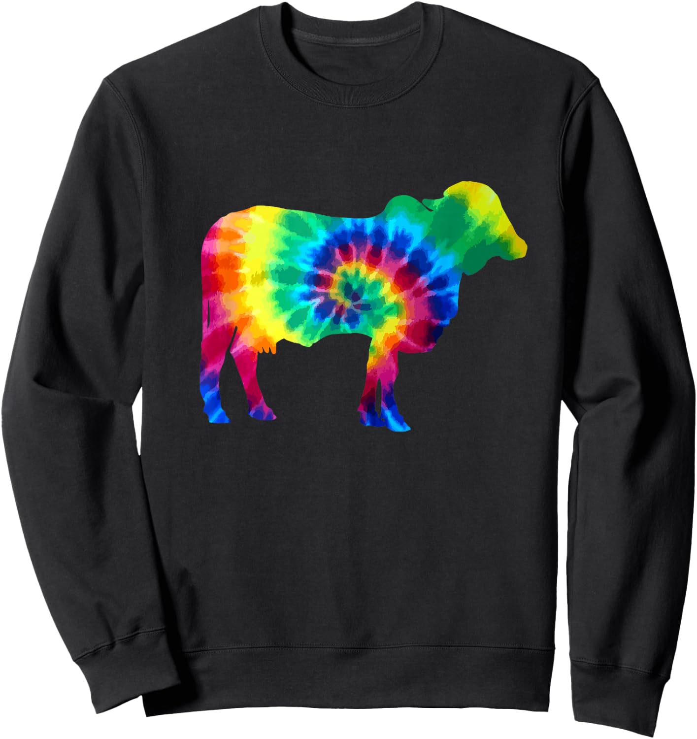 Cow Tie Dye Vintage Hippie Farm Animal Farmer Cow Lover Sweatshirt - Sweatshirt | Black