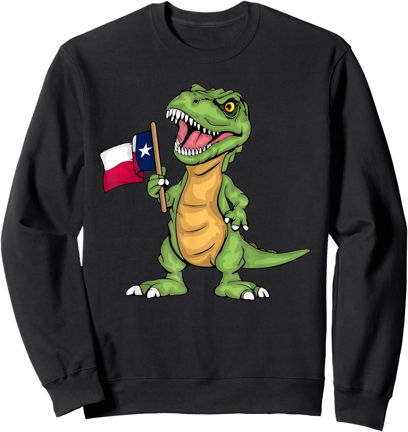 Texas Lover Kids Dinosaur Lover USA Texas Flag Sweatshirt - Sweatshirt | Black