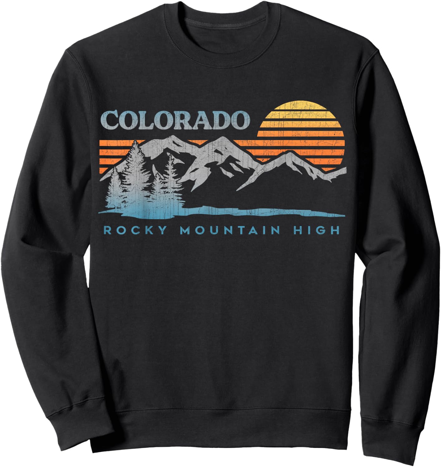 Vintage 70's 80's Colorado Outdoor Mountains Nature Hiking Sweatshirt - Sweatshirt | Black