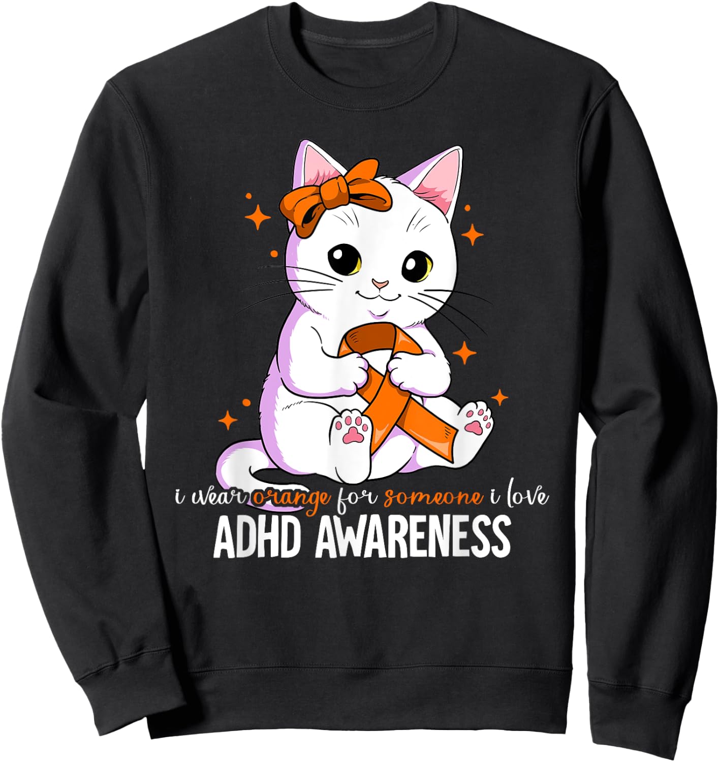 ADHD Gift ADHD Awareness -Kids Black Cotton Blend Small Sweatshirt - Sweatshirt | Black