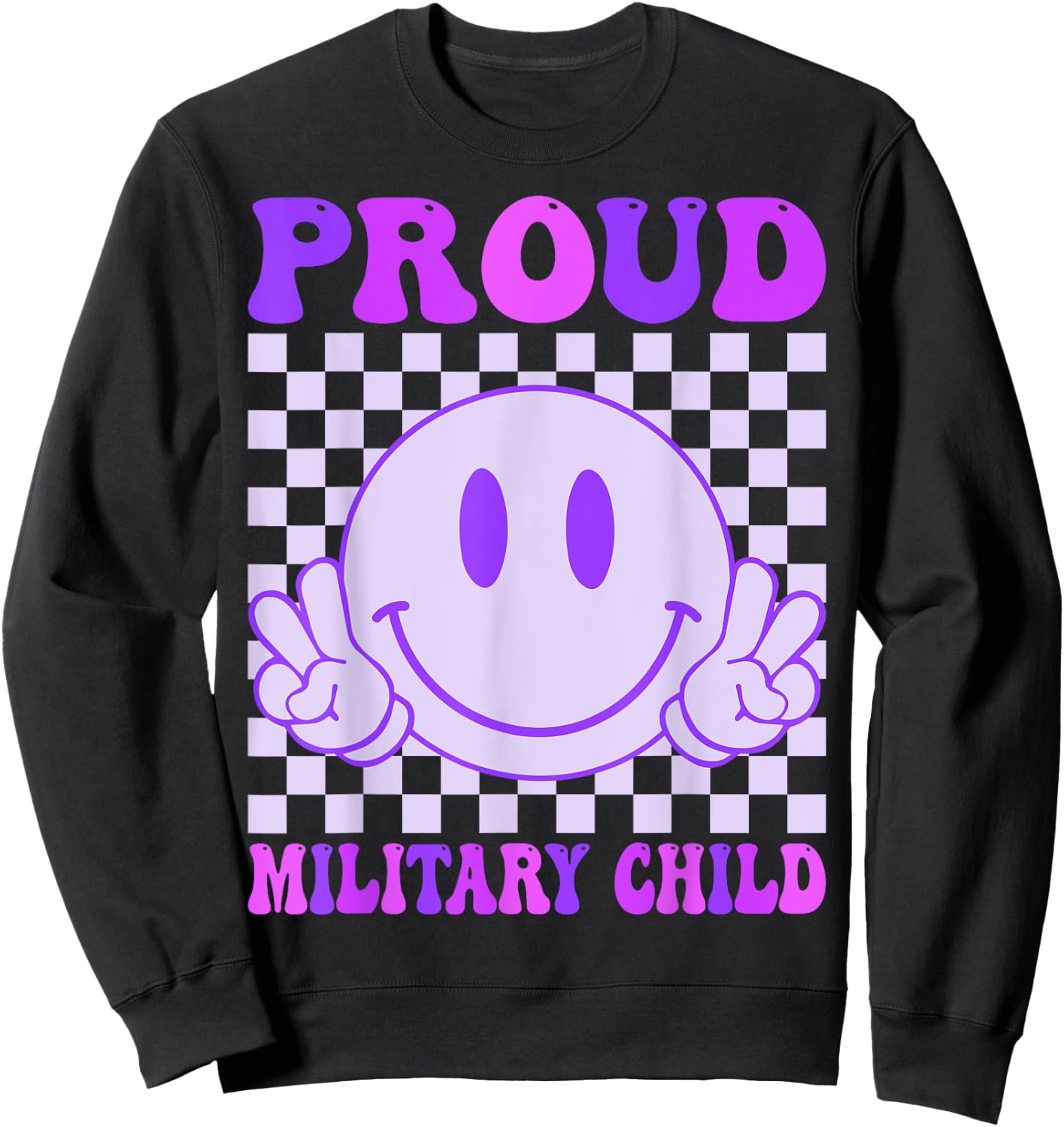 Proud Military Child Purple Up For Military Kids Sweatshirt - Sweatshirt | Black