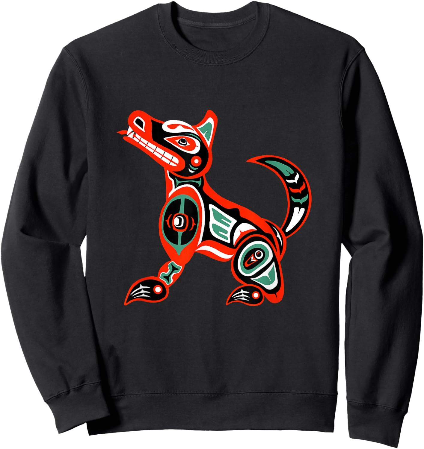 Haida art, Native American Style, Wolf Totem Sweatshirt - Sweatshirt | Black