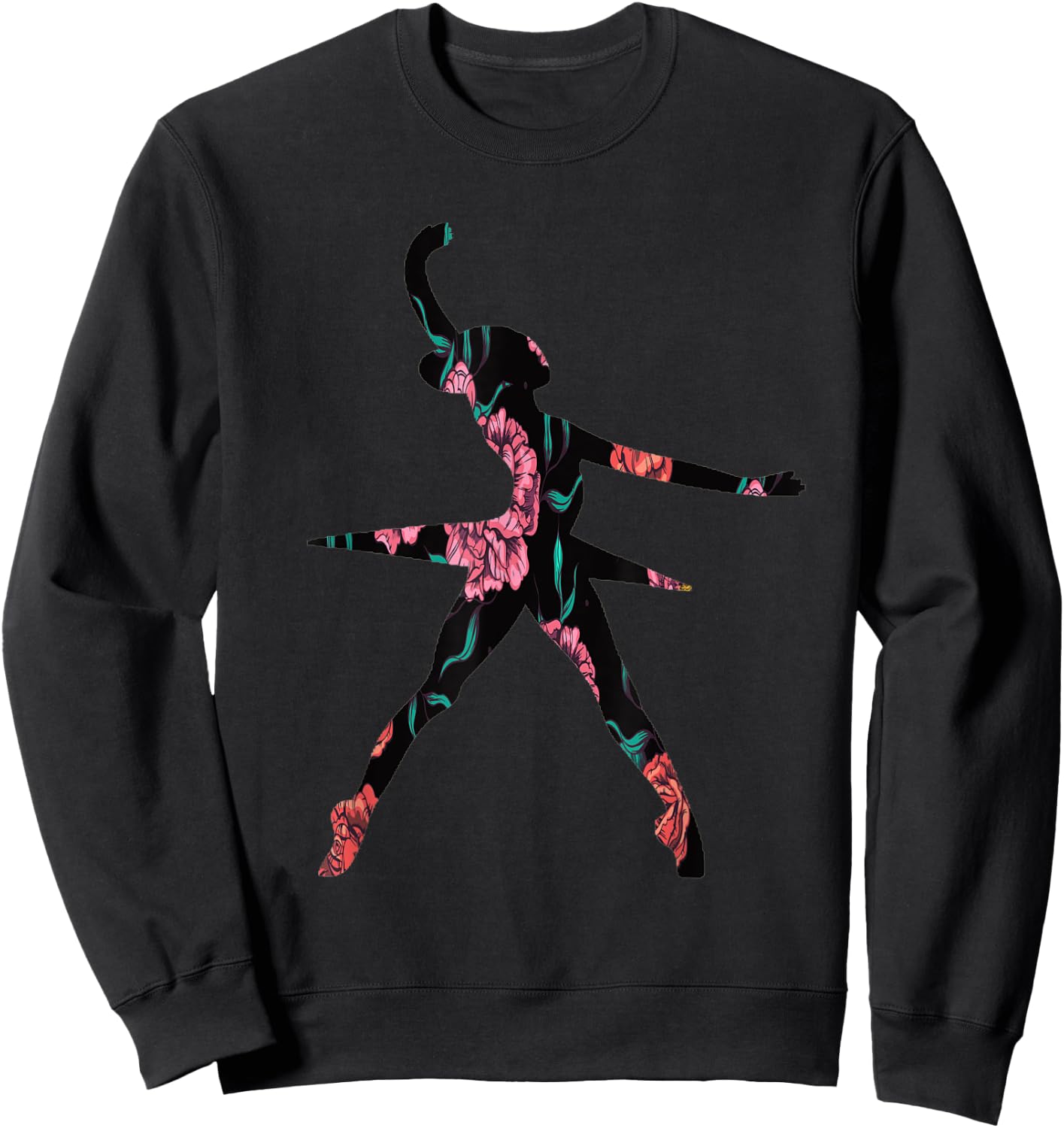 Ballet Dancer Flower Roses Floral Ballerina Ballet Dancing Sweatshirt - Sweatshirt | Black