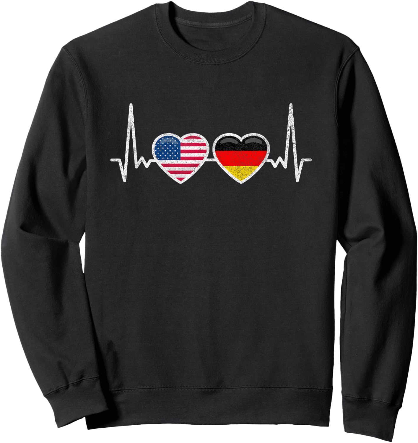 Germany USA Heartbeat Flag American German Sweatshirt - Sweatshirt | Black