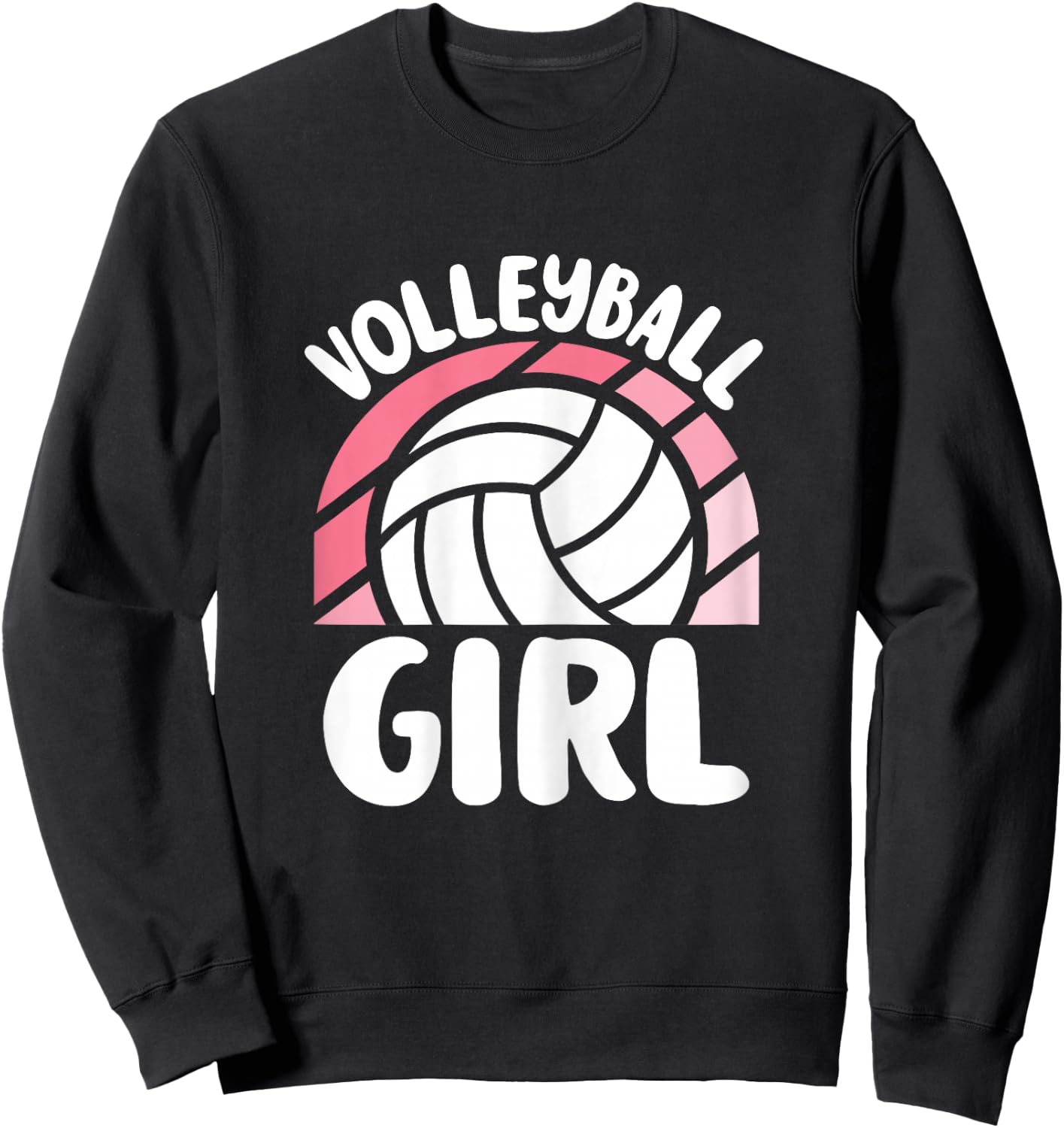 Volleyball Girl Cute Pink Volleyball Lover Women Girls Sweatshirt - Sweatshirt | Black