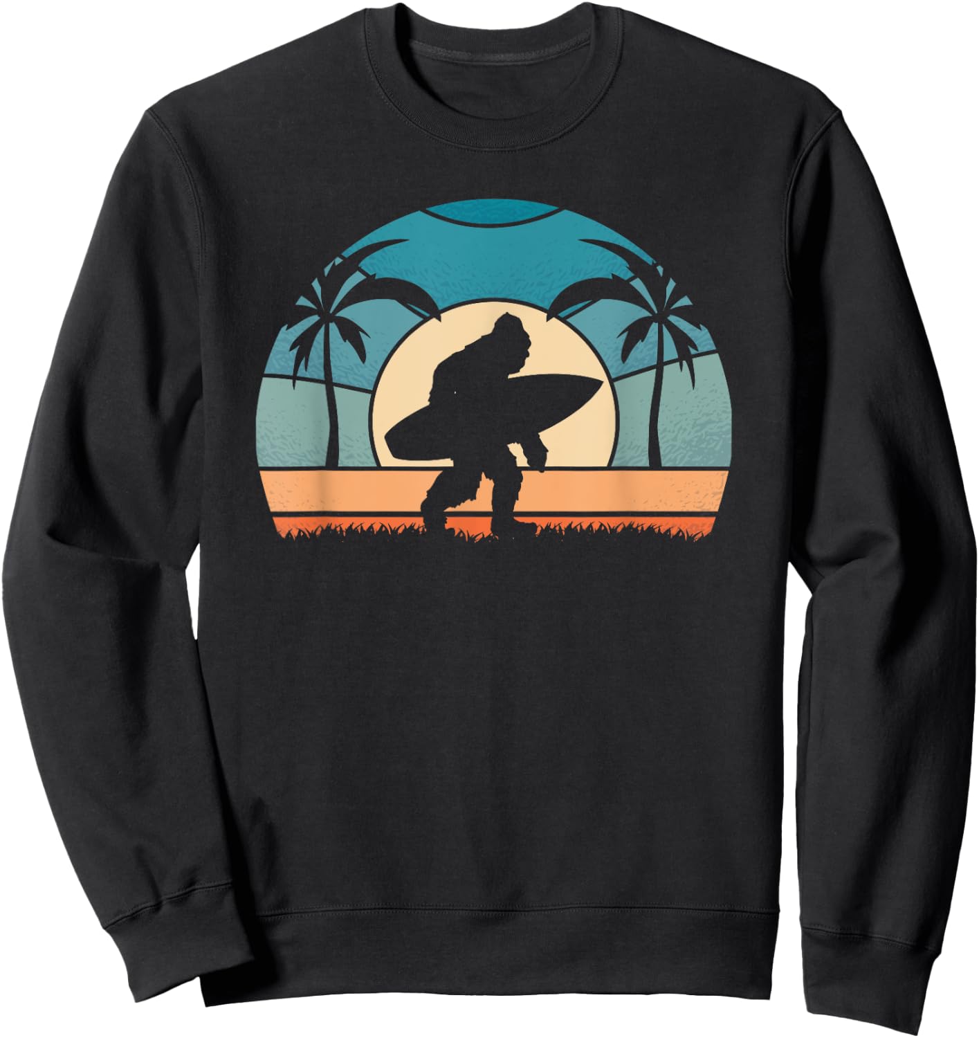 Bigfoot Surfer on the Beach Surfing Vintage Bigfoot Women Girls Kids Sweatshirt - Sweatshirt | Black