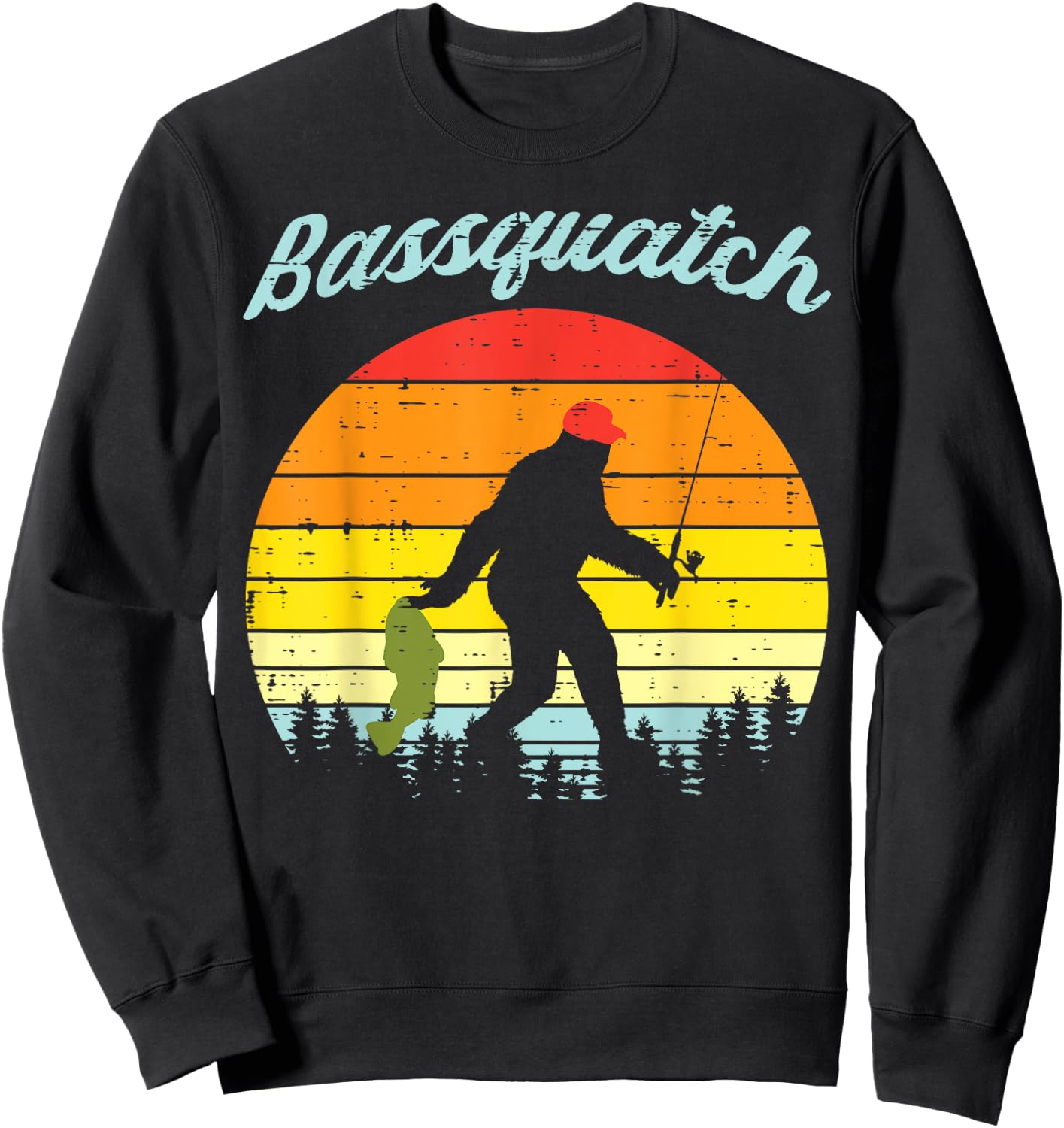 Bassquatch Bigfoot Sasquatch Fish Fishing Fisherman Gift Sweatshirt - Sweatshirt | Black