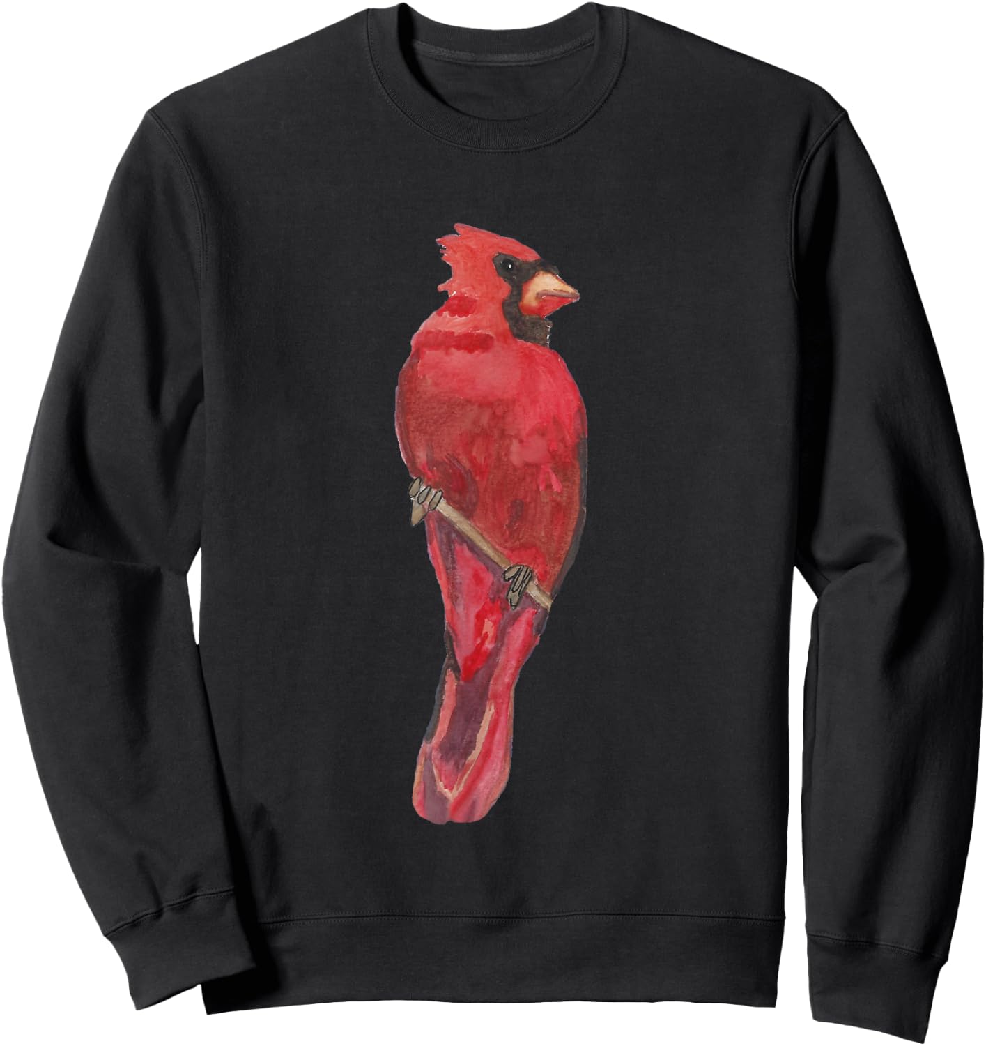 Red Watercolor Cardinal Sweatshirt - Sweatshirt | Black