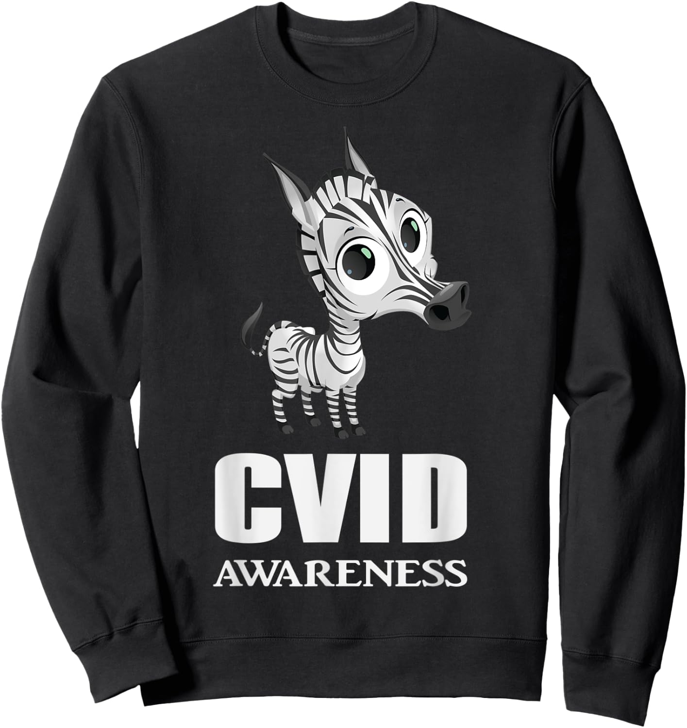 CVID Awareness Ribbon Common Variable Immunodeficiency Zebra Sweatshirt - Sweatshirt | Black