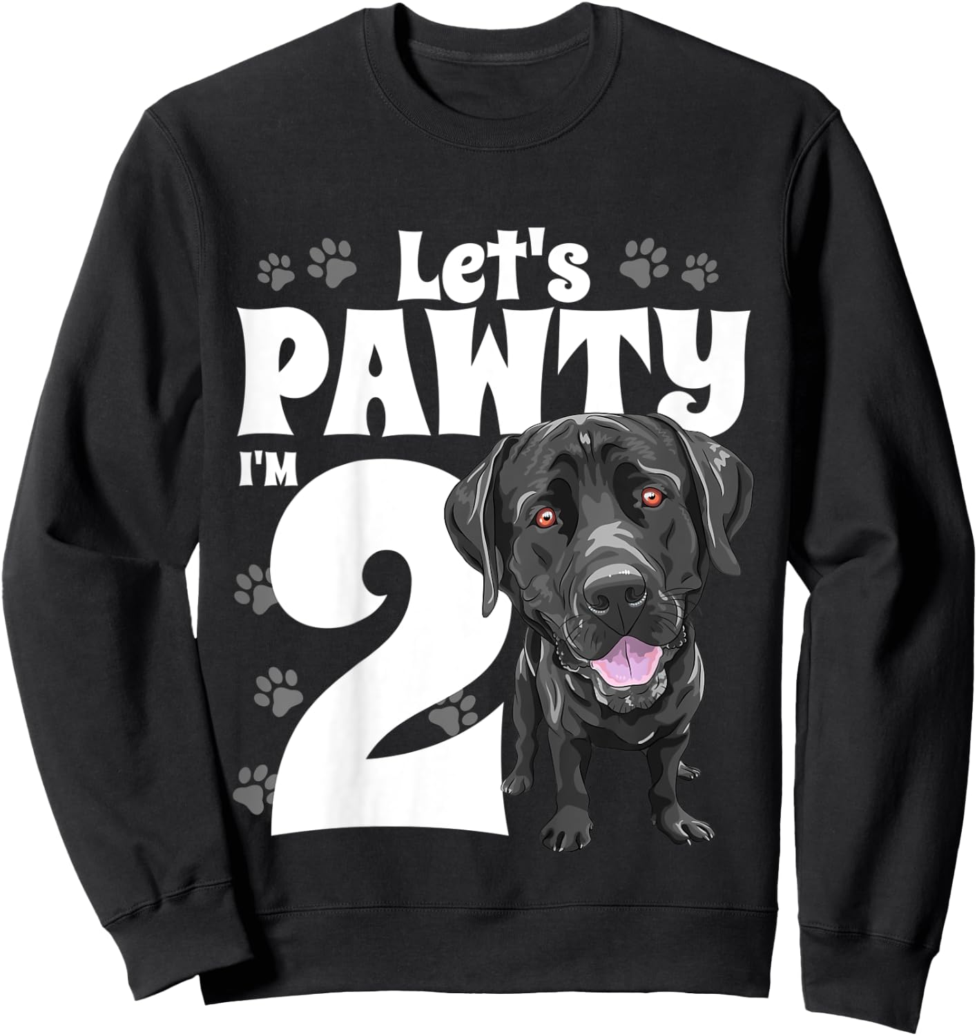 2 Year Old Black Lab Dog Birthday Pawty Labrador 2nd Gift Kids Sweatshirt - Sweatshirt | Black