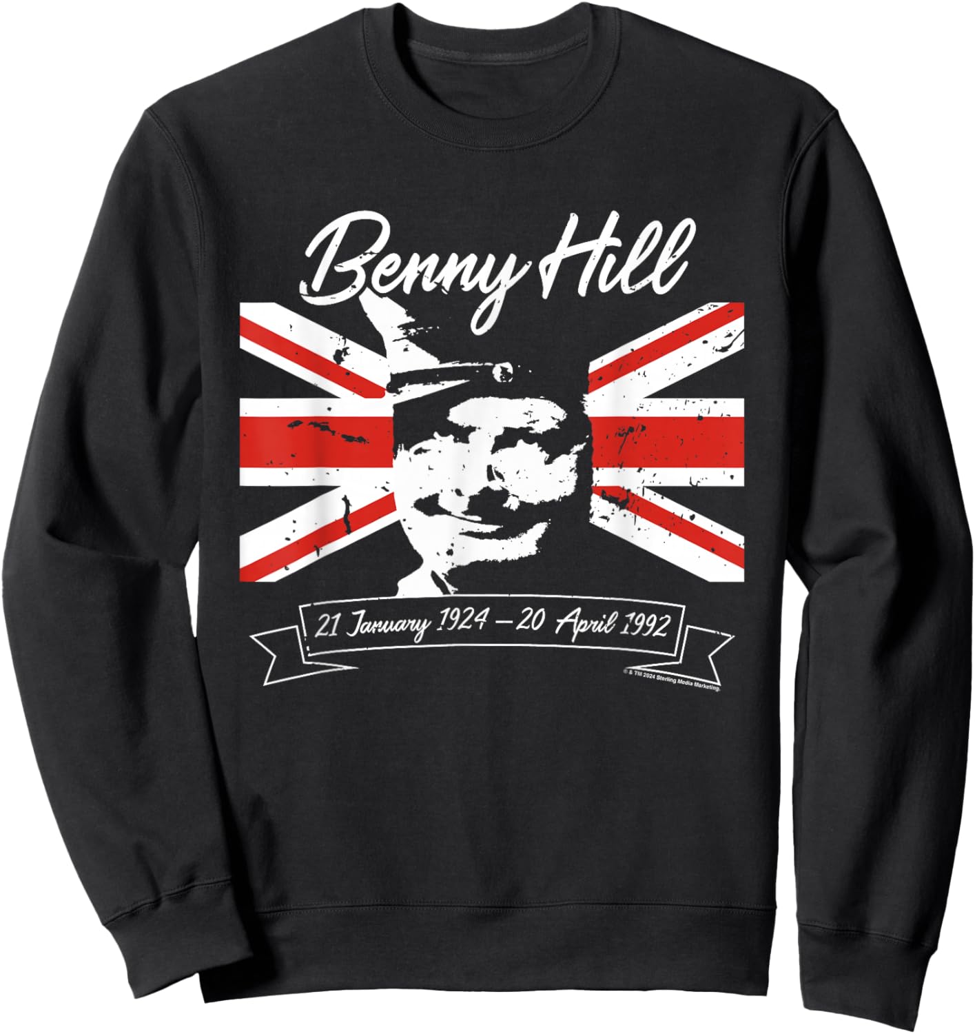 Benny Hill Show Comedian Smile Union Jack Flag Sweatshirt - Sweatshirt | Black