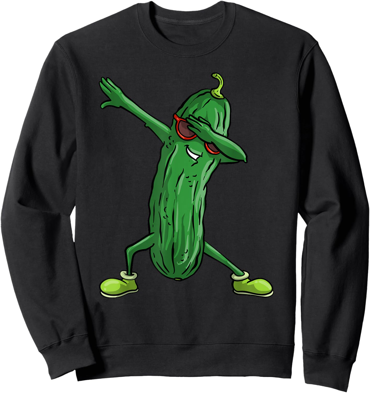 Funny Dabbing Pickle Gift | Cute Dancing Cucumber Men Women Sweatshirt - Sweatshirt | Black
