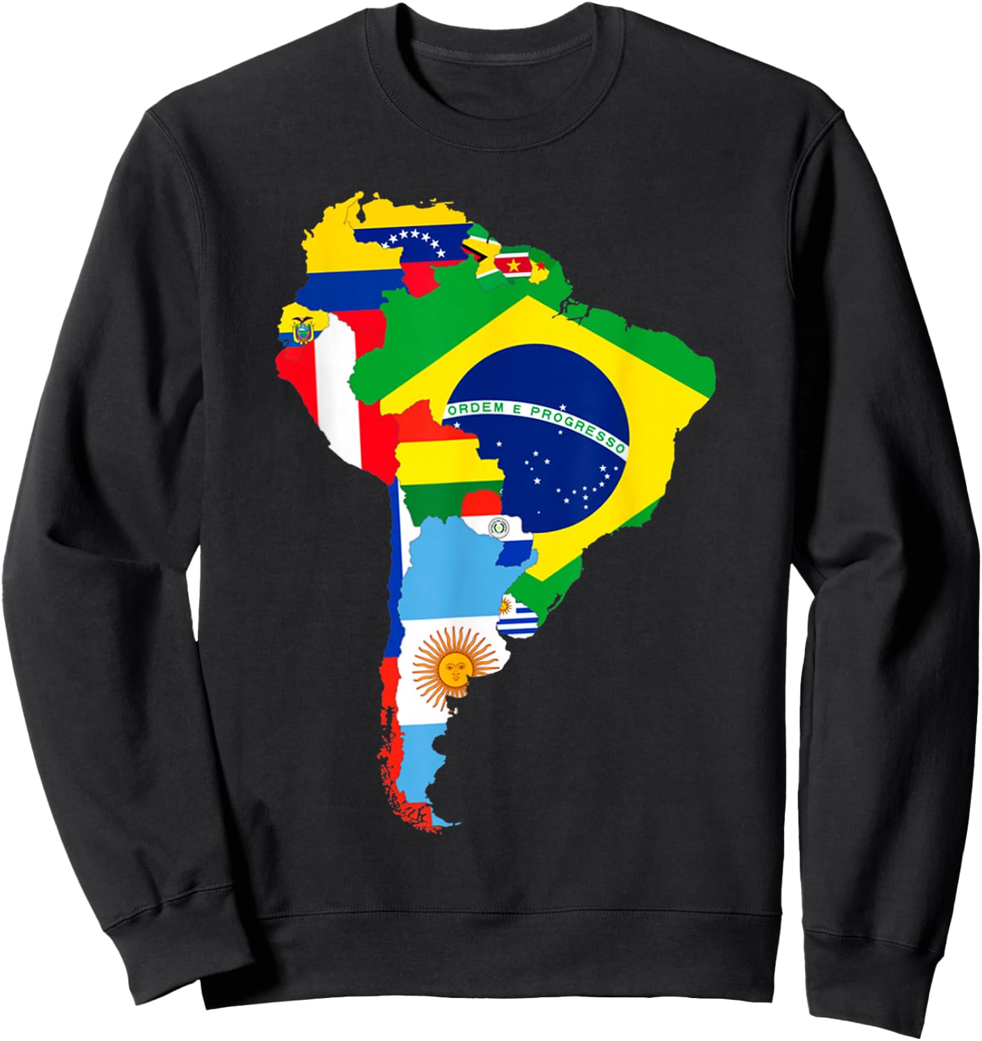 Latin South America Continent Map Flags Sweatshirt - Sweatshirt | Black