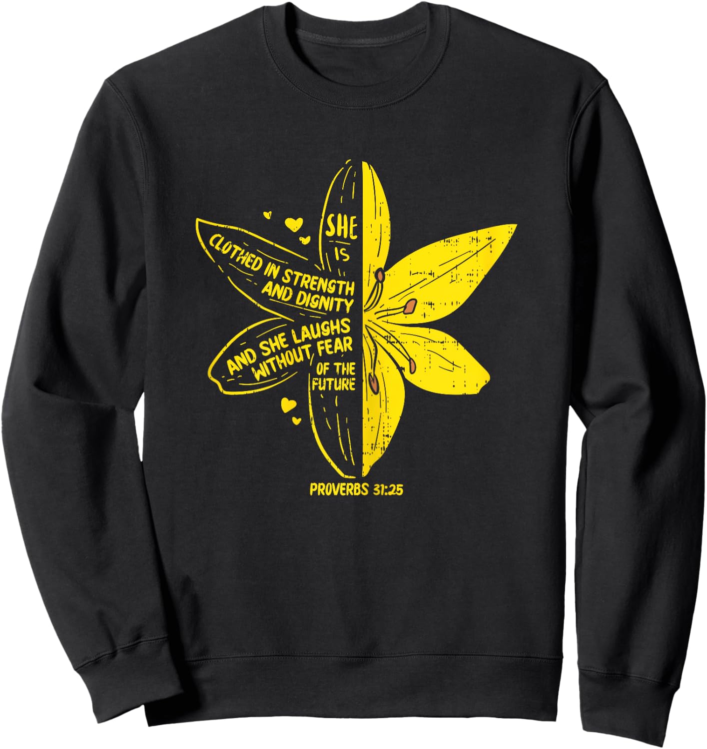 She's Clothed Strength Verse Bible Jesus God Christian Gift Sweatshirt - Sweatshirt | Black