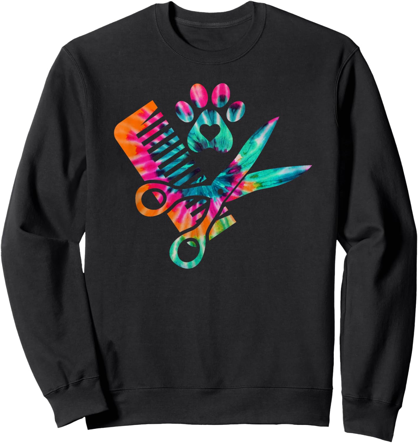Dog Groomer Tie Dye cute for future Dog groomers Women Girls Kids Sweatshirt - Sweatshirt | Black