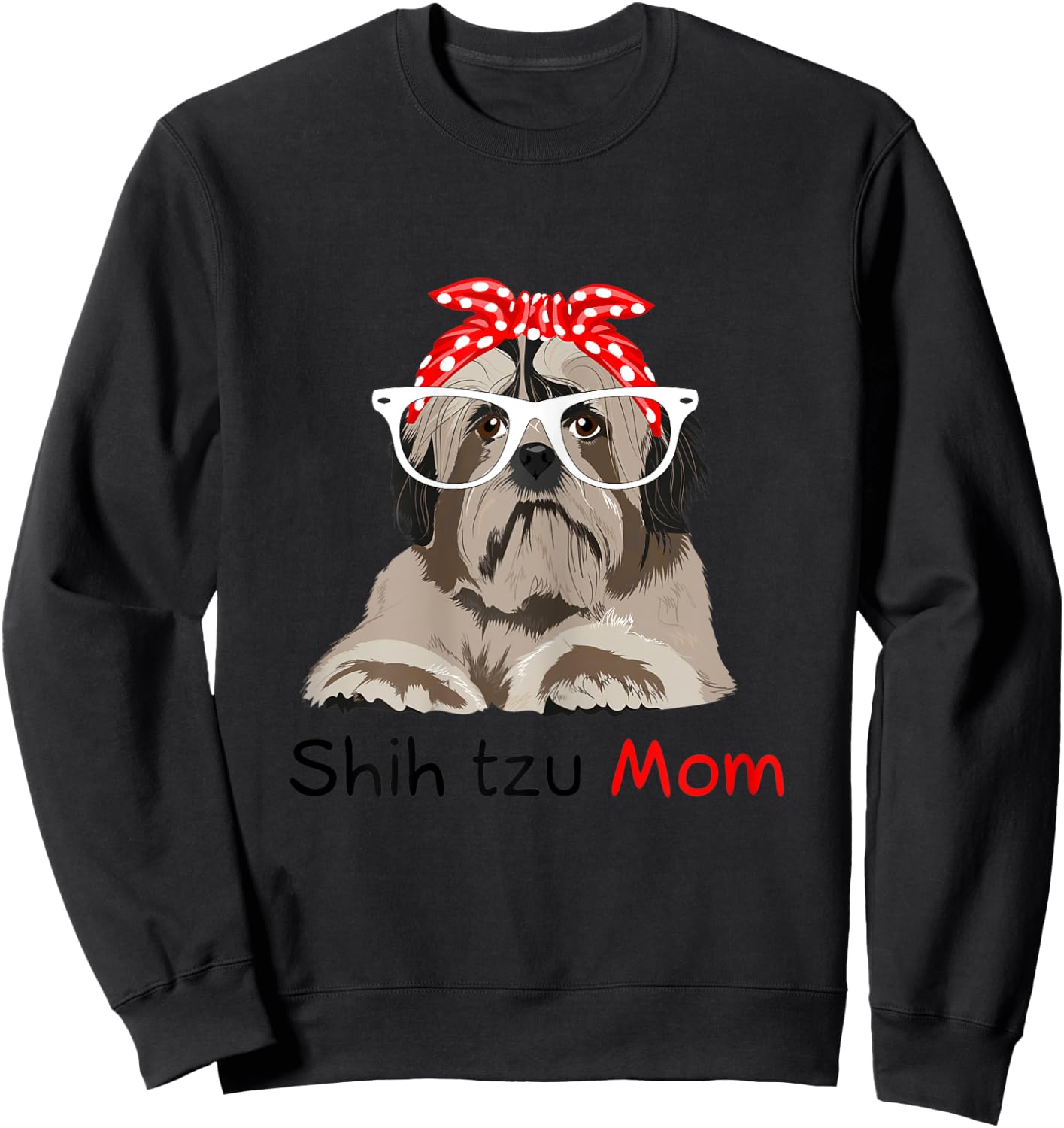 Shih Tzu Mom Bandana Shih Tzu Dog Sweatshirt - Sweatshirt | Black