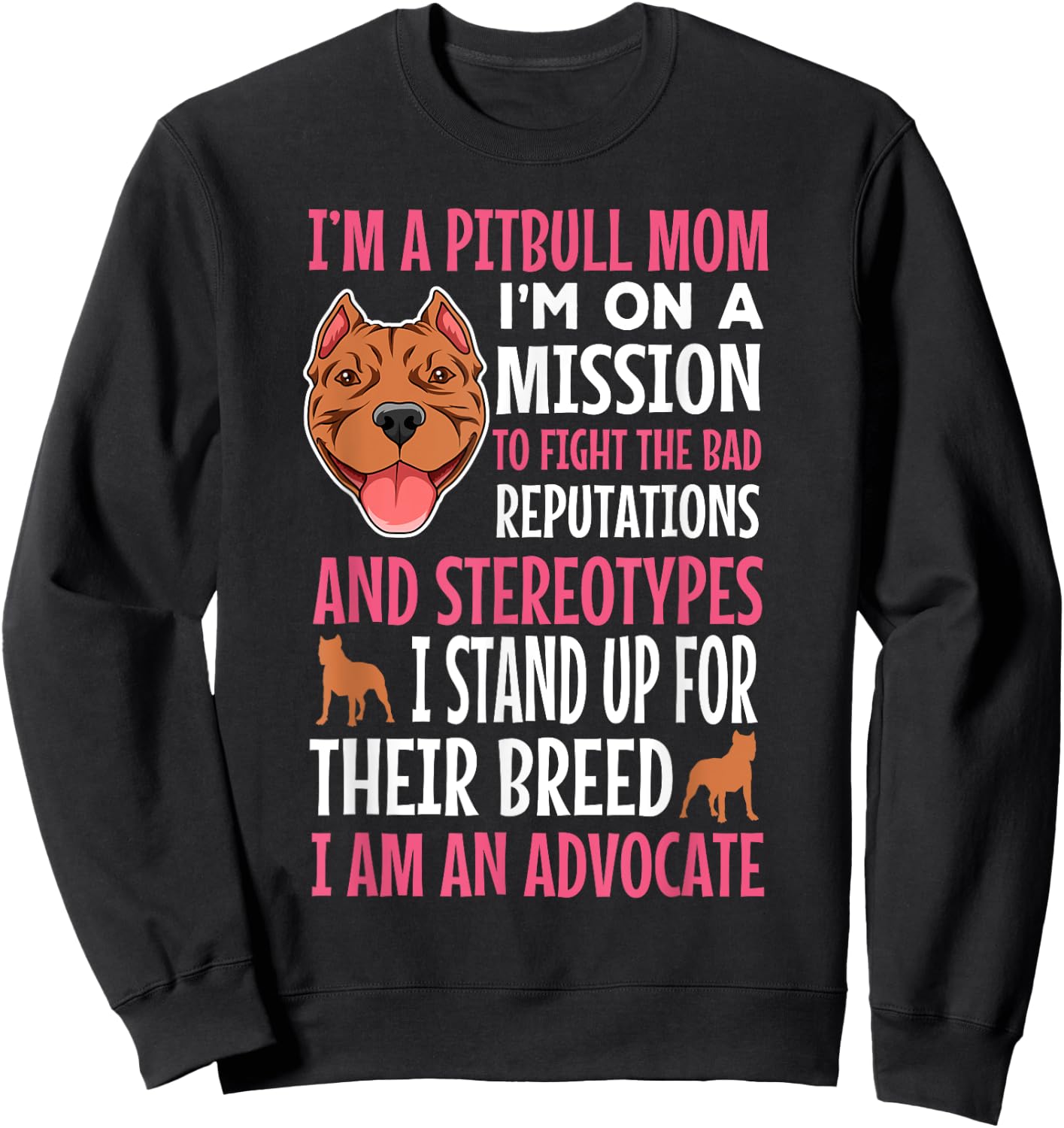 Pitbull Mom Pit Bull Terrier Owner Pibble Mama Mother's Day Sweatshirt - Sweatshirt | Black