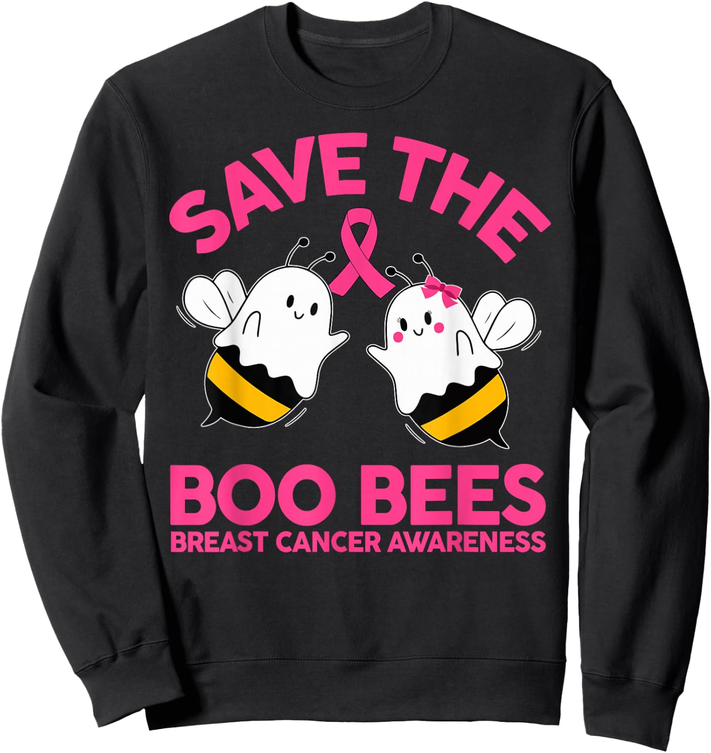 Save The Boobees Boo Bees Breast Cancer Halloween Women Sweatshirt - Sweatshirt | Black