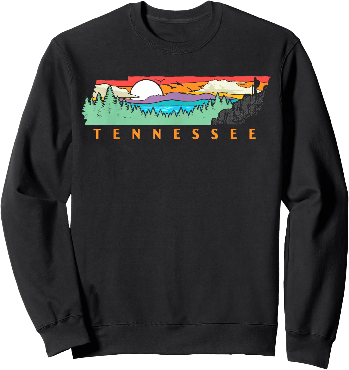 Tennessee Mountains & Outdoors State Pride Nature Graphic Sweatshirt - Sweatshirt | Black
