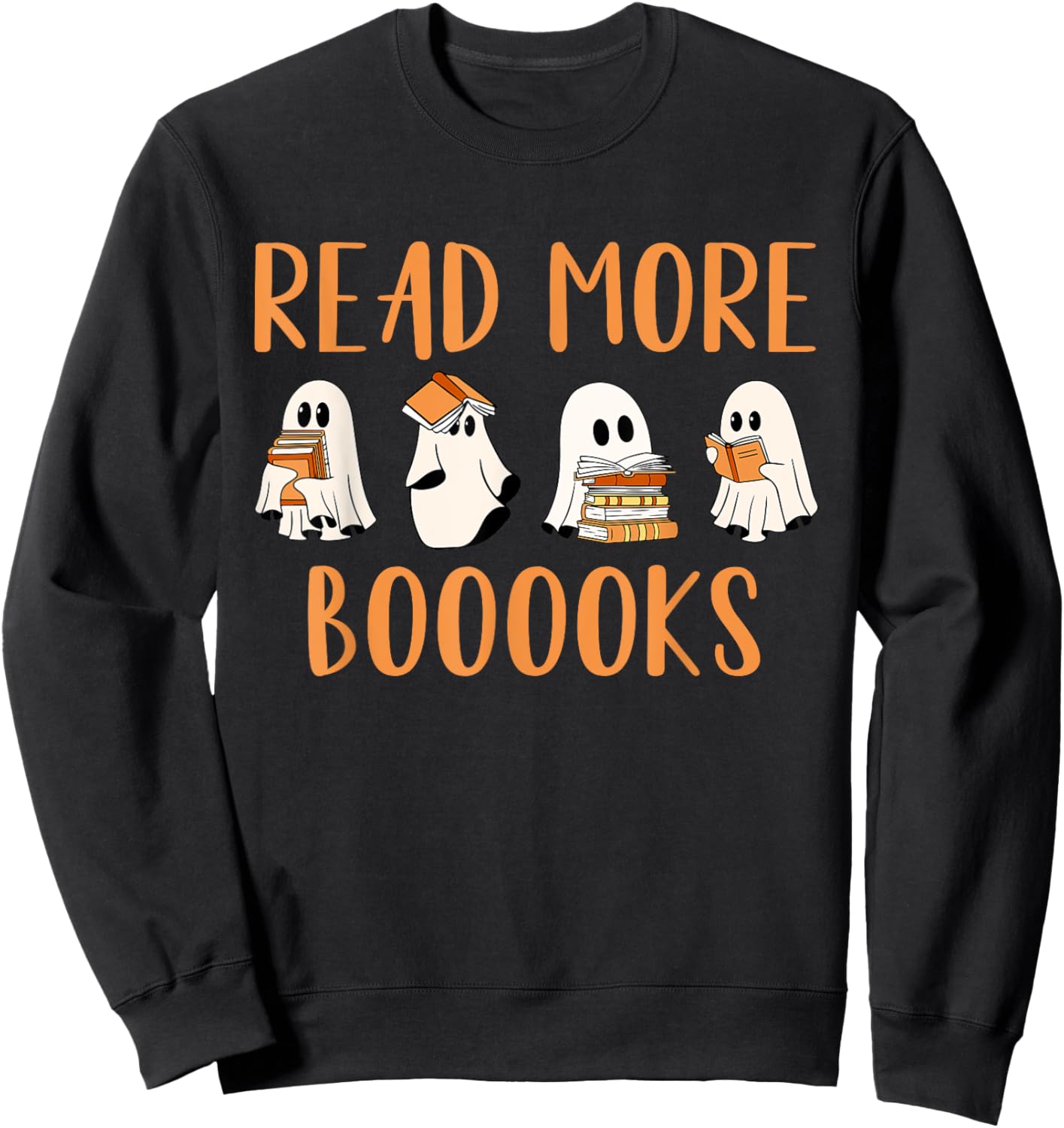 Cute Booooks Ghost Read More Books Funny Teacher Halloween Sweatshirt - Sweatshirt | Black