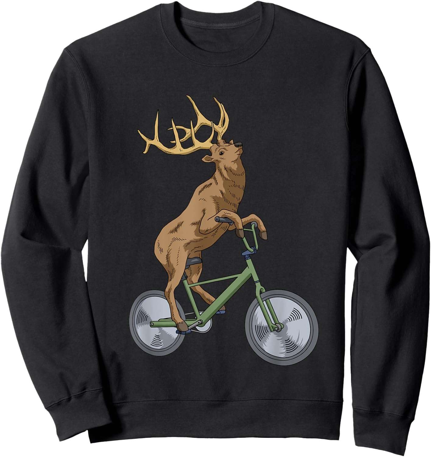 Bicycle Elk Shirt Boys Deer T Shirt Women Forest Nature Elk Sweatshirt - Sweatshirt | Black