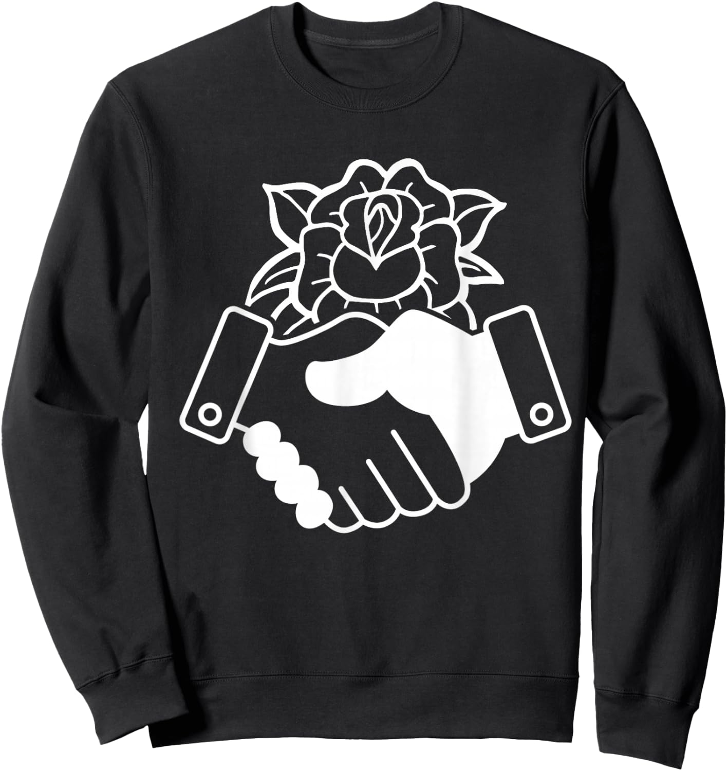 Democratic Socialism Socialist of America Rose Handshake Sweatshirt - Sweatshirt | Black