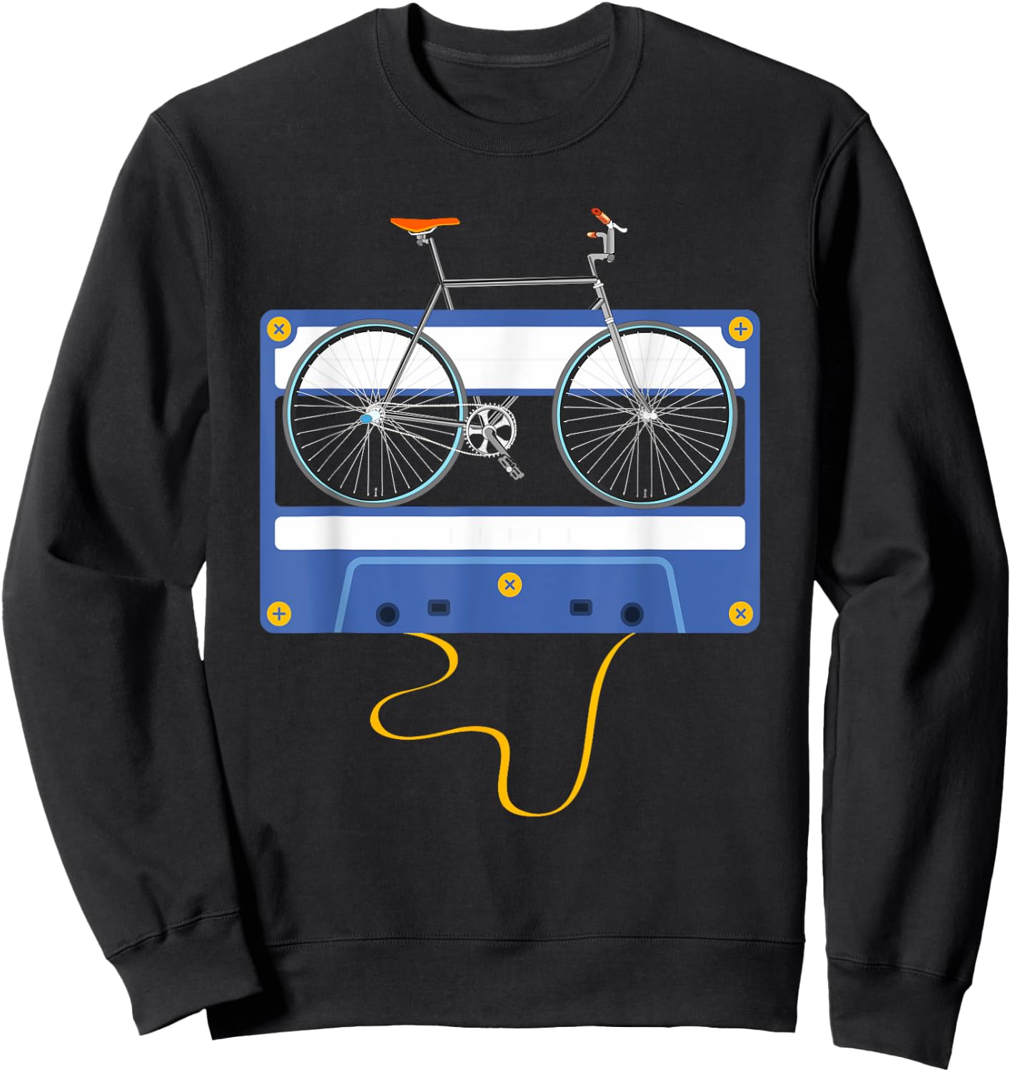 Vintage Cassette Cyclist Men Gift Biking Cycling Bicycle Sweatshirt - Sweatshirt | Black