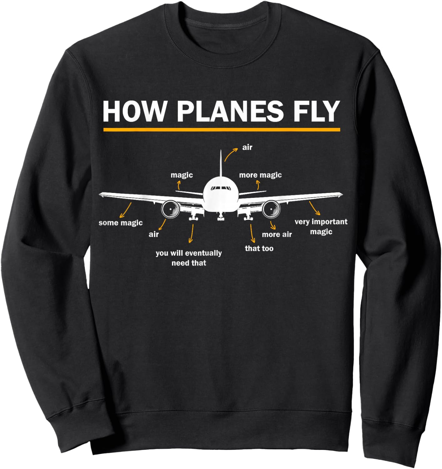 How Planes Fly Diagram Funny Aerospace Engineering Aviation Sweatshirt - Sweatshirt | Black