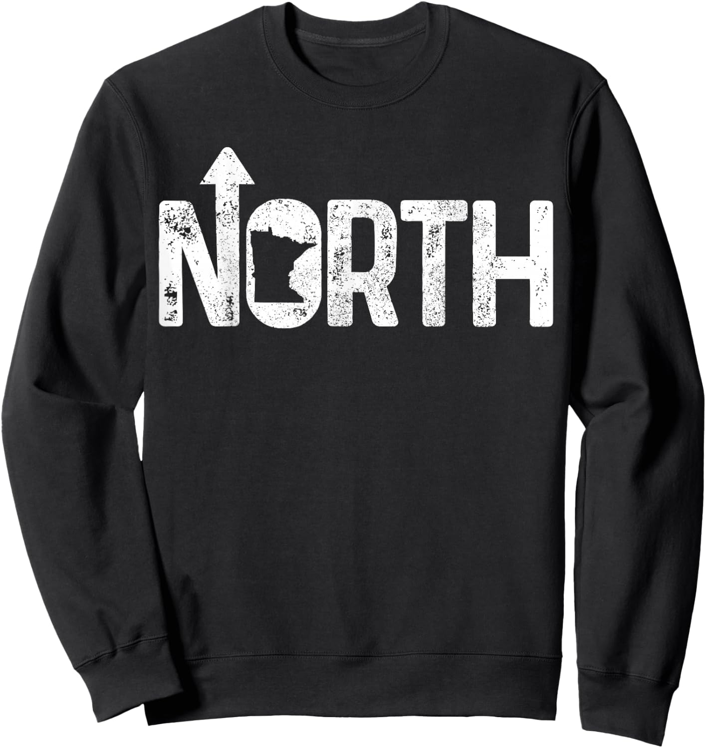 Minnesota Up North State Map Pride Gift Sweatshirt - Sweatshirt | Black