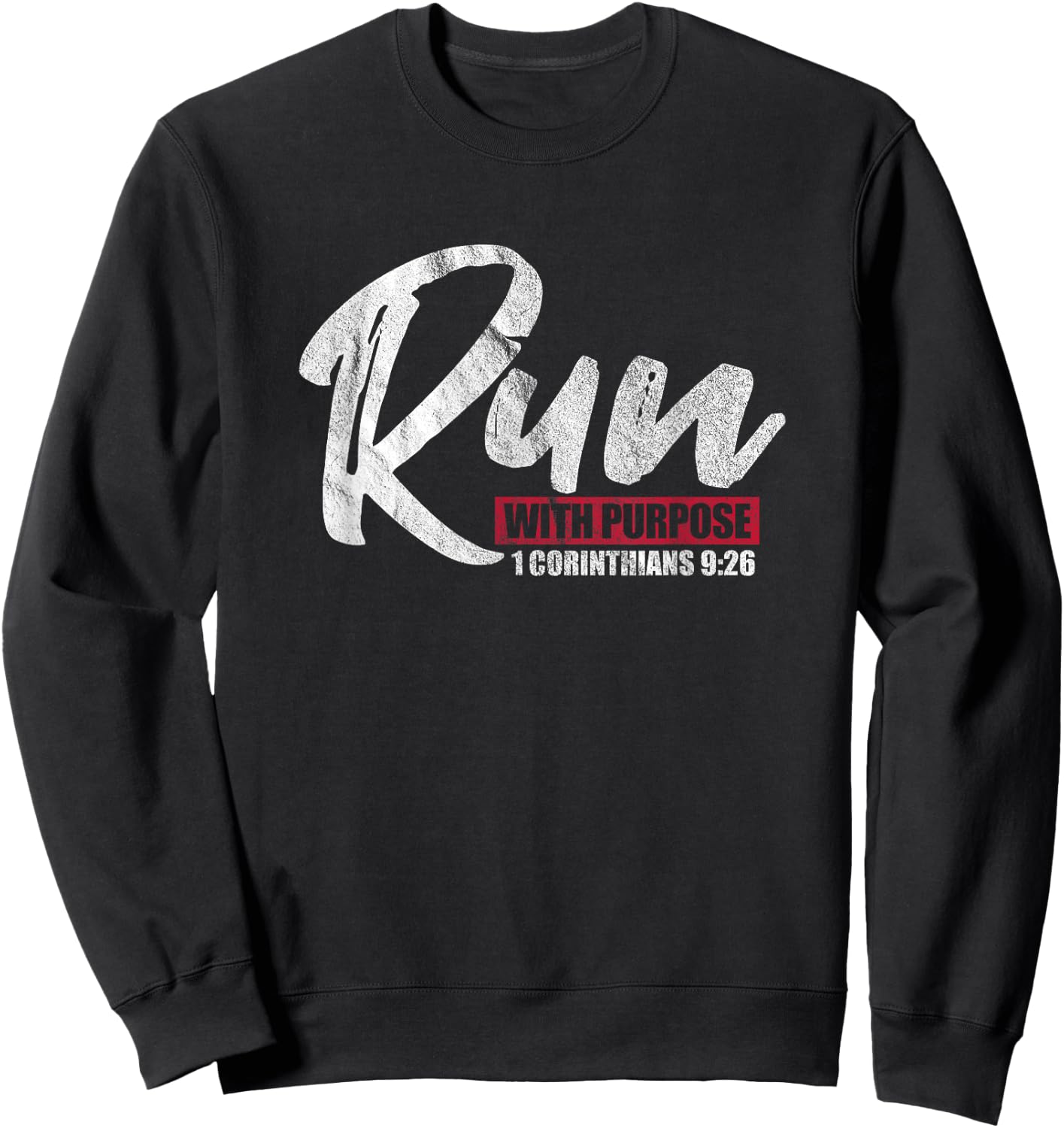 1 Corinthians 9:26 Christian Faith Running Runner Sweatshirt - Sweatshirt | Black