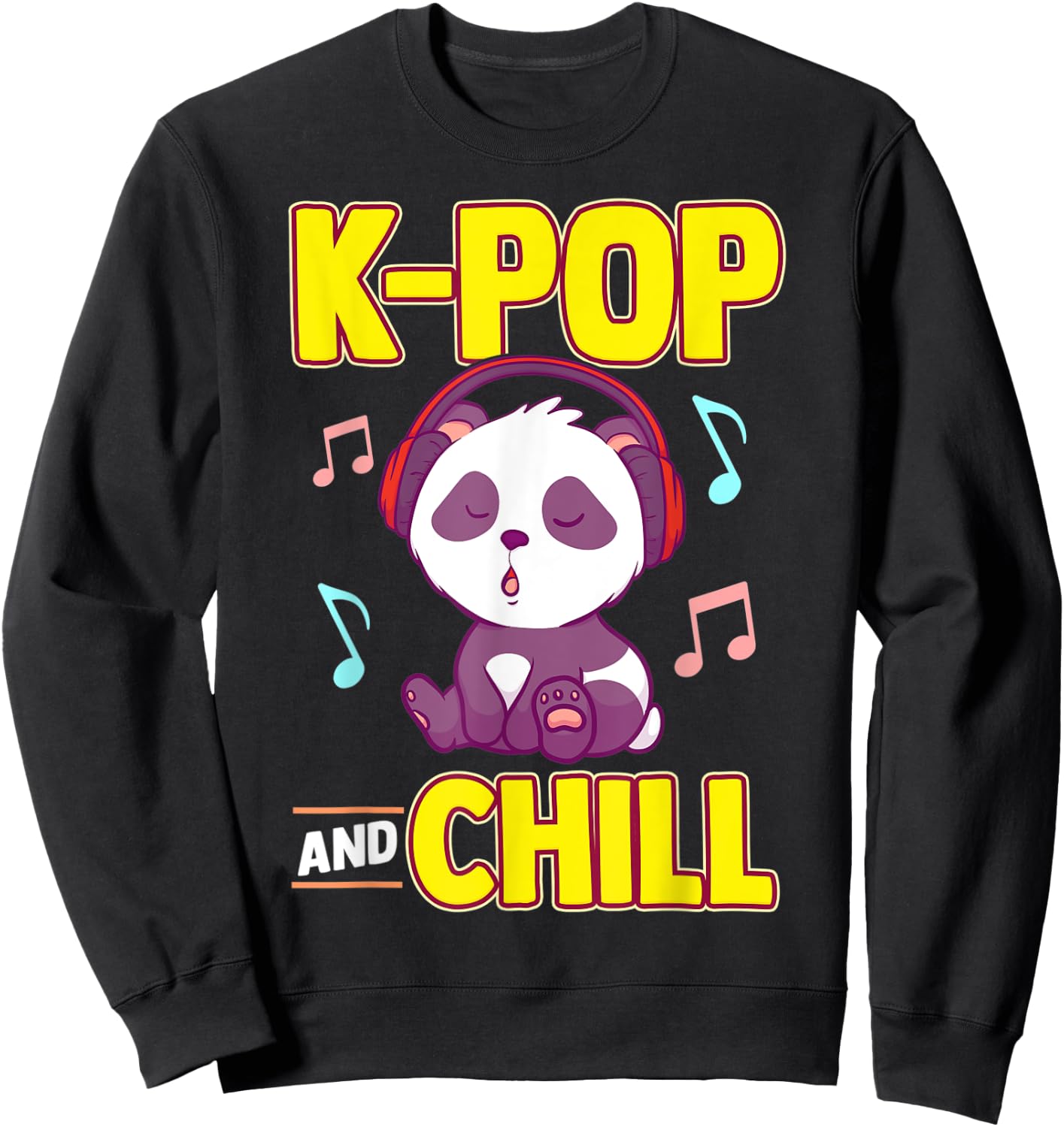 K-POP And Chill Music Lover Korean Panda Merchandise Gift Sweatshirt - Sweatshirt | Black