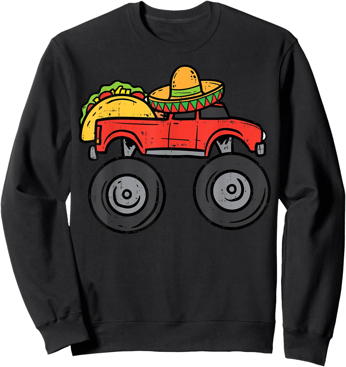 Taco Monster Truck Sombrero Cinco De Mayo Mexican Boys Kids Sweatshirt - Sweatshirt | Black