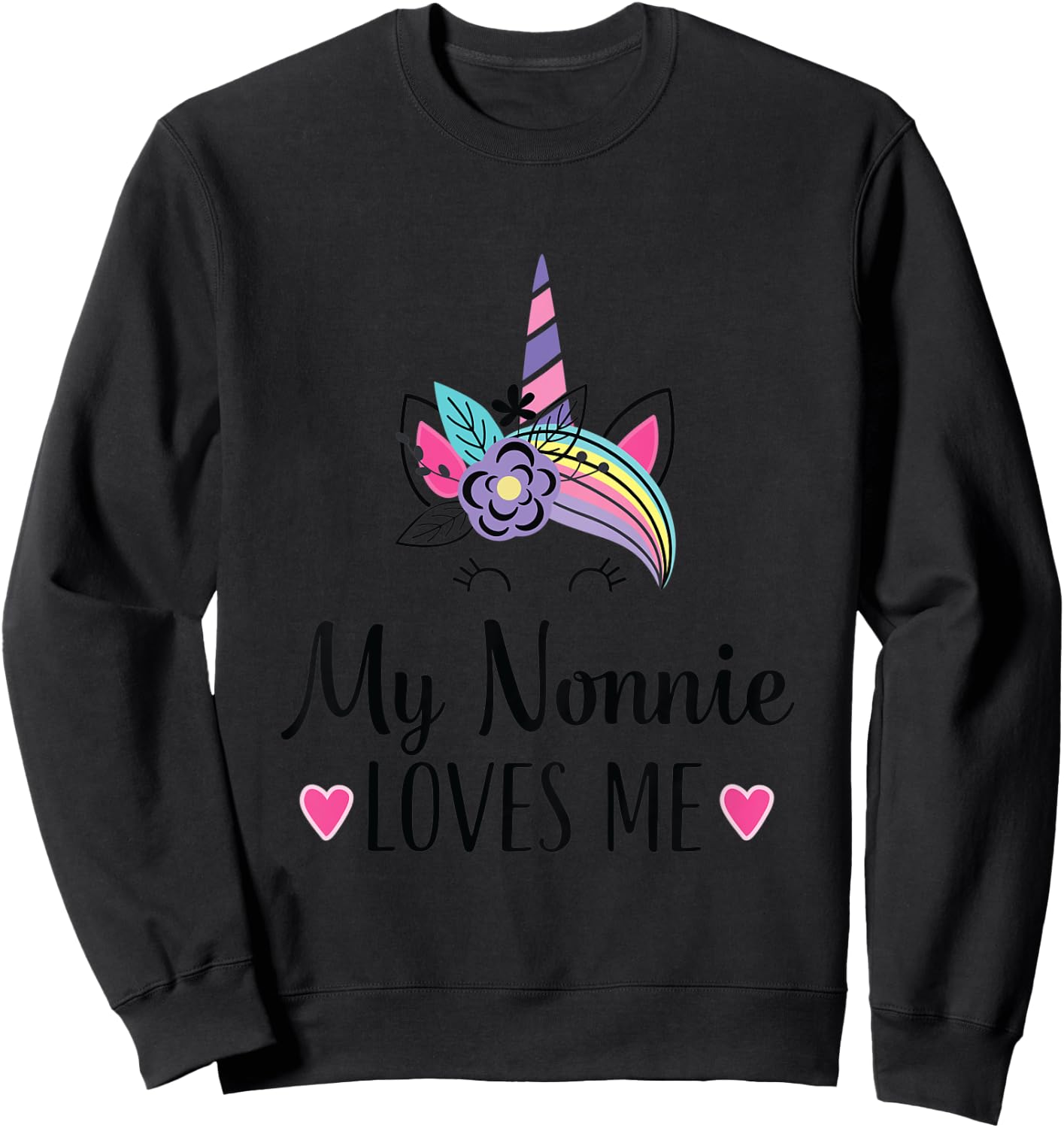 Kids My Nonnie Loves Me Granddaughter Unicorn Sweatshirt - Sweatshirt | Black