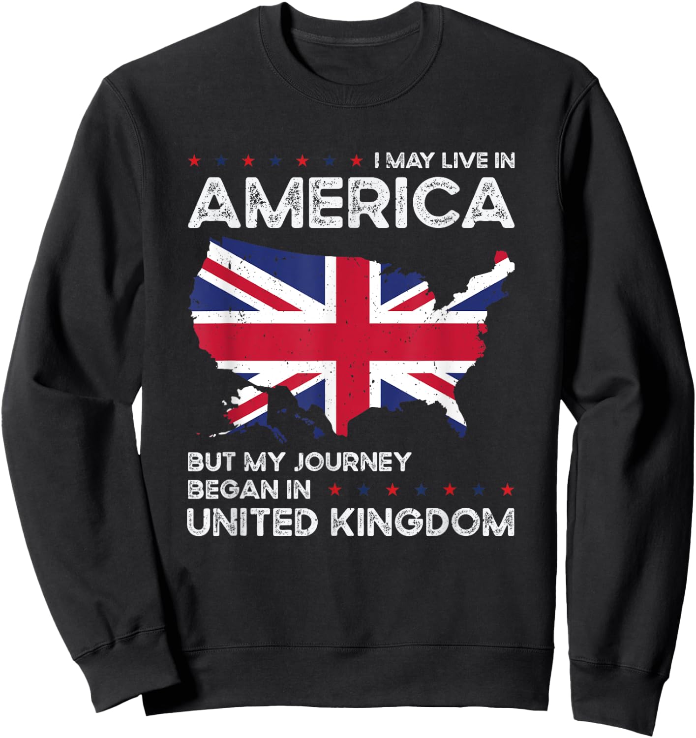 British American Patriot USA Grown United Kingdom UK US Flag Sweatshirt - Sweatshirt | Black