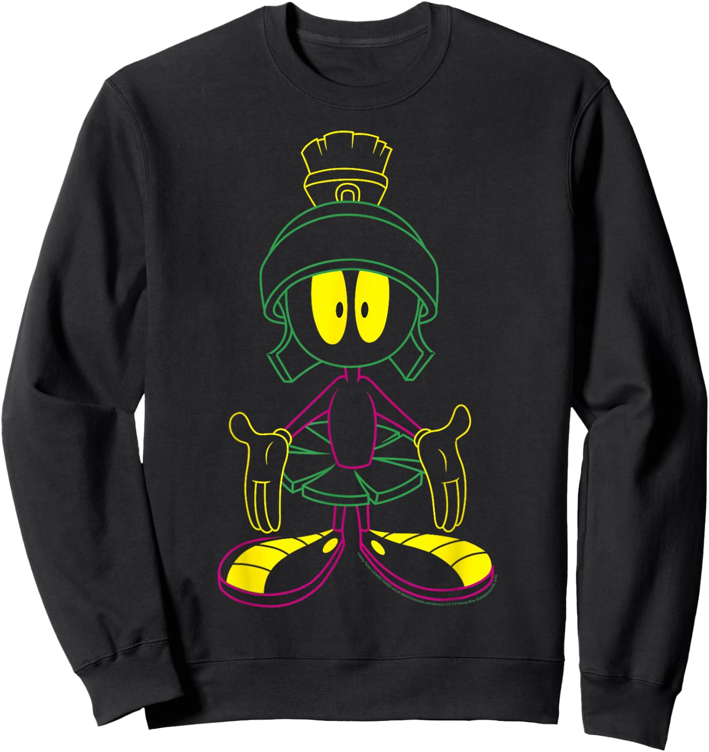 Looney Tunes Marvin The Martian Neon Outline Sweatshirt - Sweatshirt | Black