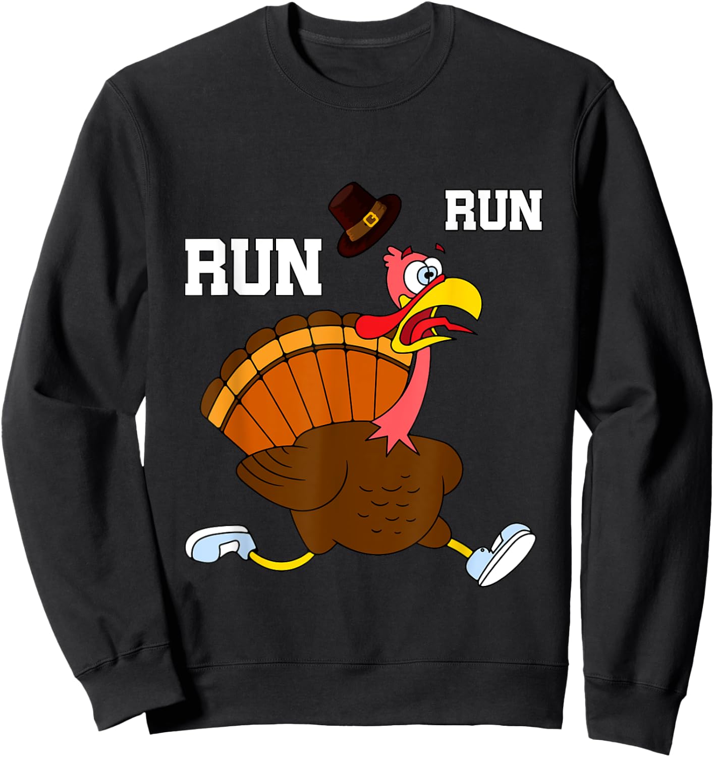 Turkey Run Costume Funny Thanksgiving Running Turkey Trot Sweatshirt - Sweatshirt | Black