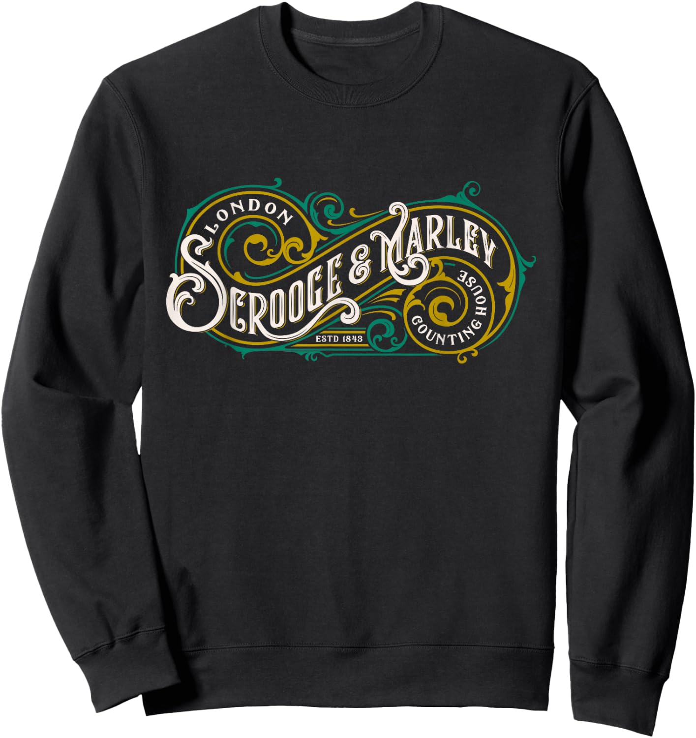 Scrooge and Marley Counting House Christmas Carol Vintage Sweatshirt - Sweatshirt | Black