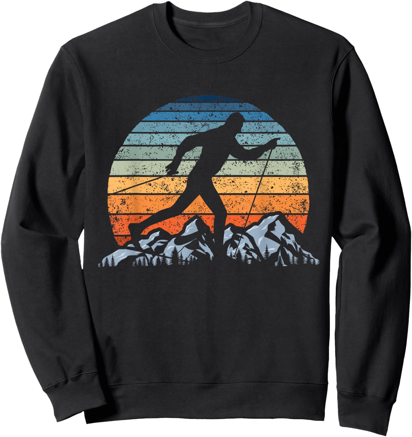 Winter Sports Vintage Sunset Cross-Country Skiing Sweatshirt - Sweatshirt | Black