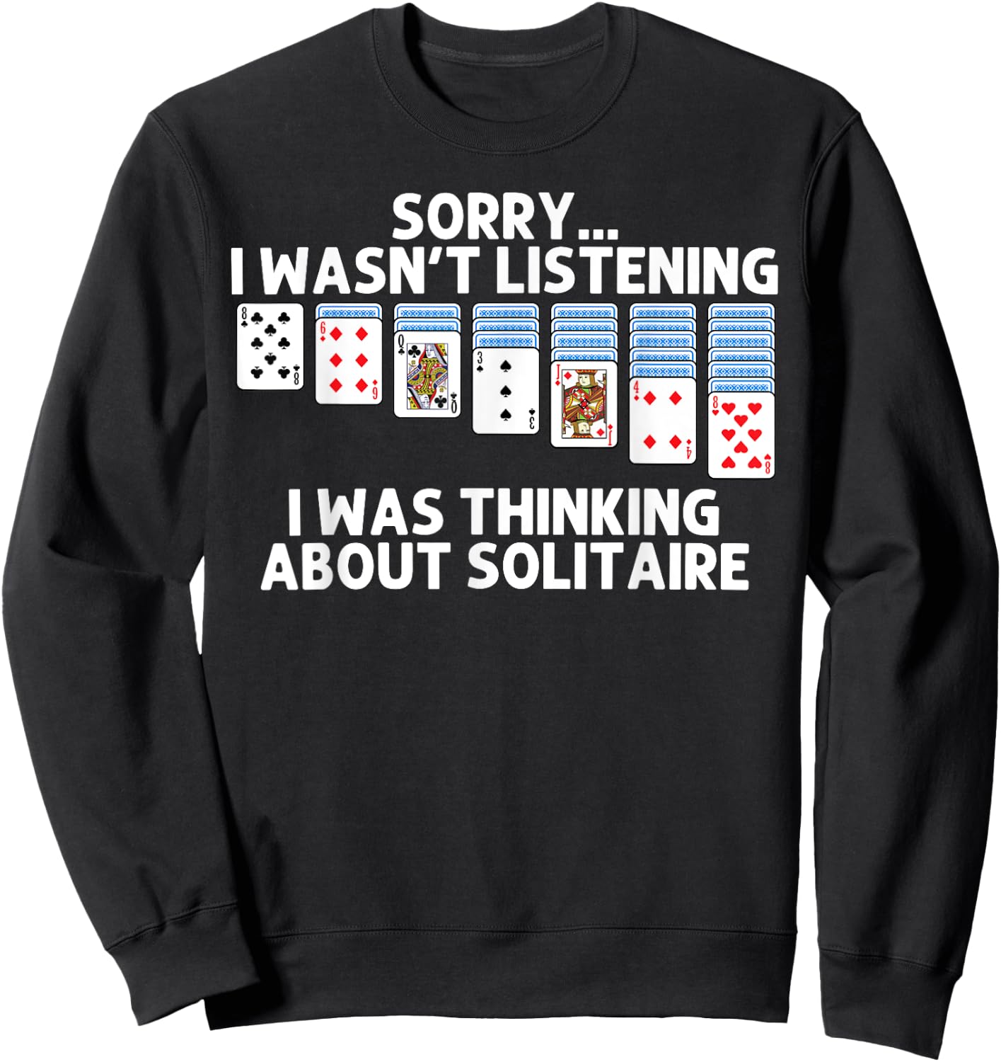 Solitaire Gift Women Card Game Player Solitaire Game Sweatshirt - Sweatshirt | Black