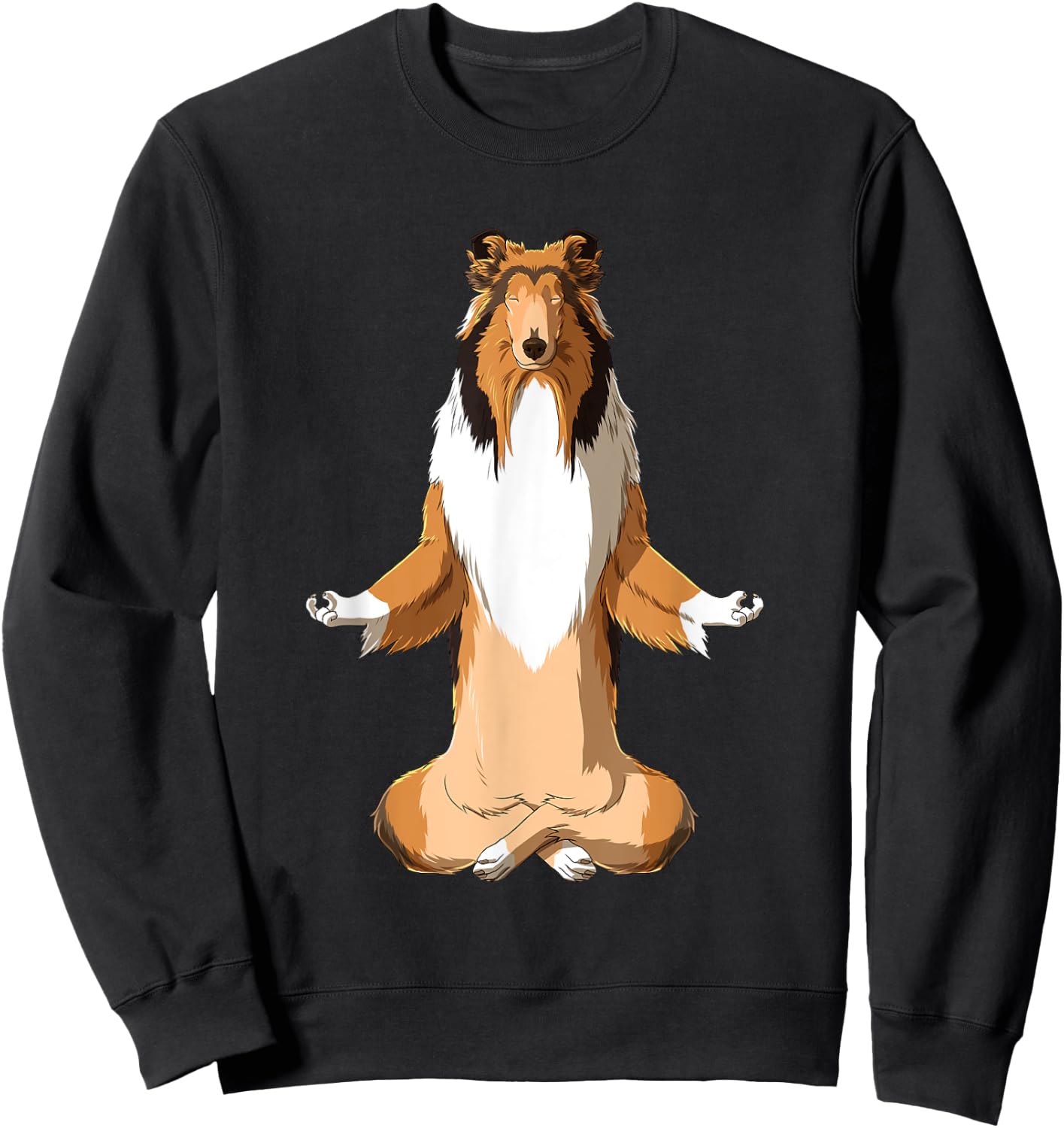 Yoga Collie Dog Long Hair Collie Men Women Girls Kids Sweatshirt - Sweatshirt | Black