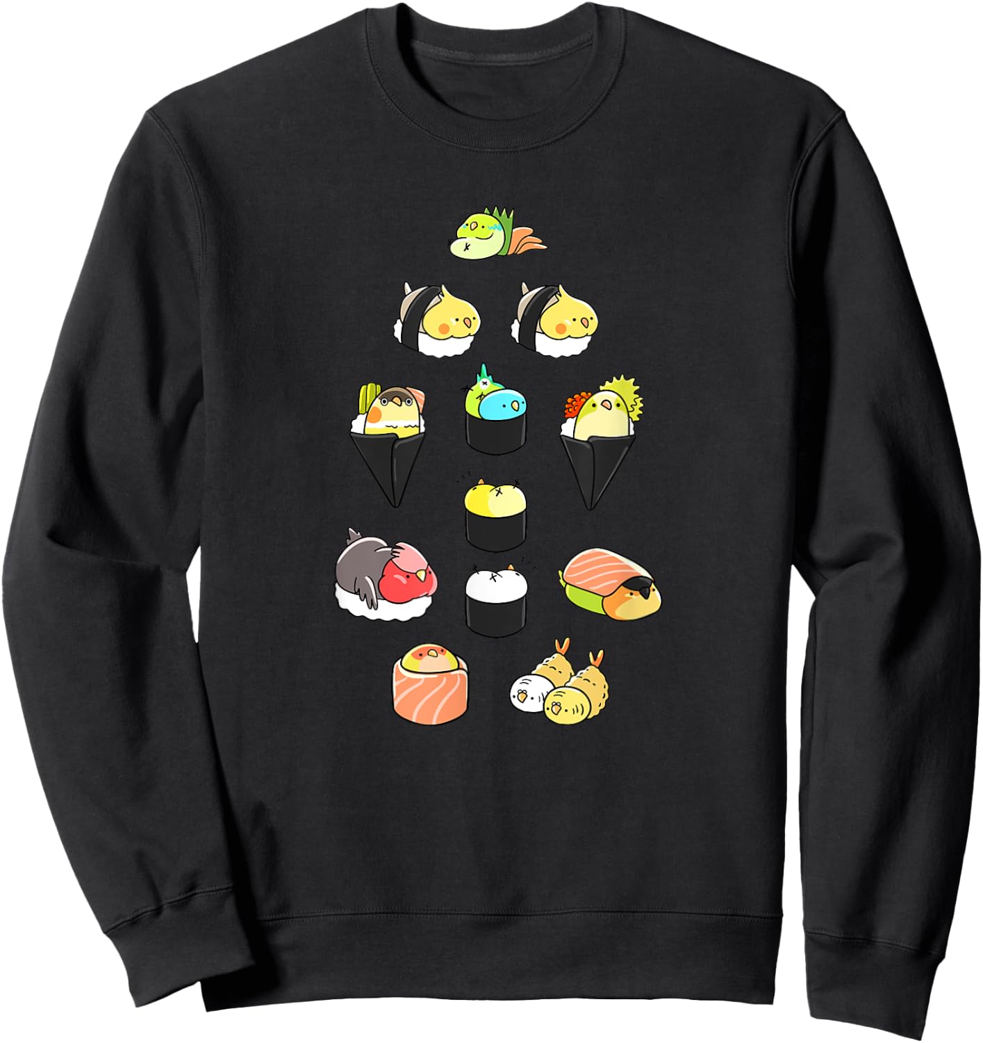 Bird Sushi Rolls Tempura Funny Fowl Animal Bird Lover Gift Sweatshirt - Sweatshirt | Black