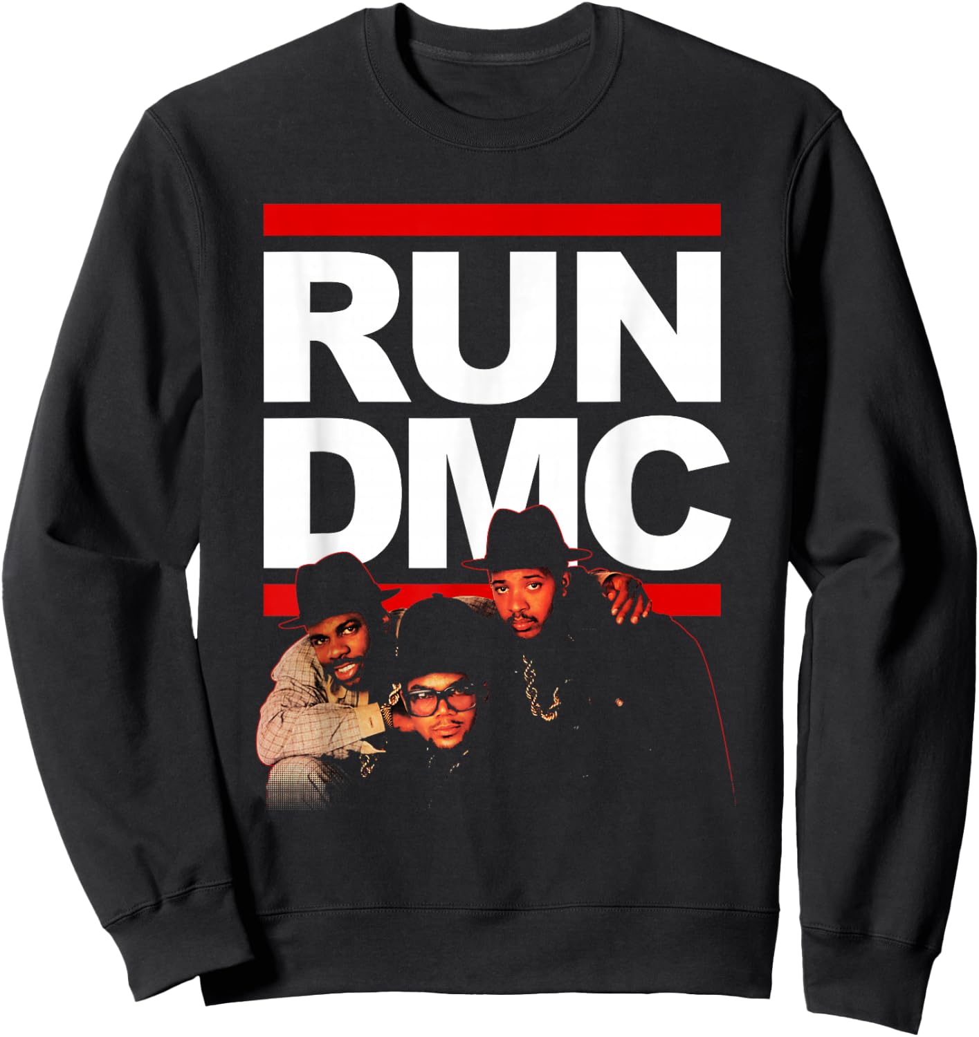 Run DMC Official Red Outline Photo Sweatshirt - Sweatshirt | Black